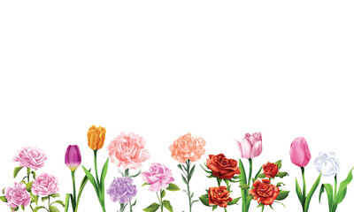 Obraz na płótnie Canvas Set of flowers paint for festival blank banner decoration vector illustration