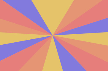 Fondo radial de triángulos naranja, morado y amarillo.