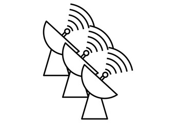 Icono de estación de radiotelescopio en fondo blanco.