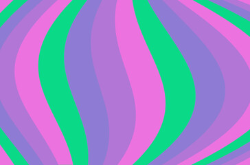 Fondo de franjas curvas rosa, morada y verde.