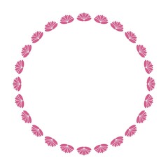 Round floral frame. Design for a greeting card or invitation isolated on white background