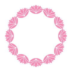 Round floral frame. Design for a greeting card or invitation isolated on white background