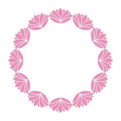 Round floral frame. Design for a greeting card or invitation isolated on white background