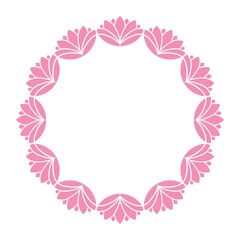Round floral frame. Design for a greeting card or invitation isolated on white background