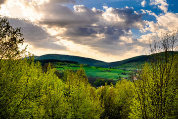 Naklejka premium sunset in the mountains
