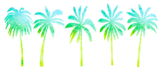 Fototapeta na wymiar palm trees watercolor silhouette, on white background