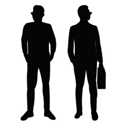 men silhouette, on white background, isolated