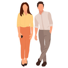 woman and man flat design, isolated on white background, vector