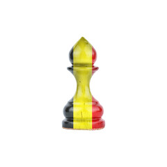 Pawn in the colors of the flag of Belgium. Isolated on a white background. Sport. Politics....