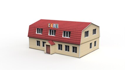 Village shop render on a white background. 3D rendering