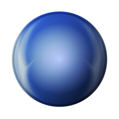 Glass blue ball or precious pearl. Glossy realistic ball, 3D abstract vector illustration highlighted on a white background. Big metal bubble with shadow