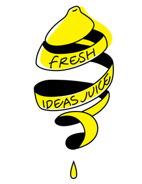 Fresh ideas juice. Lemon squeeze. Symbol of creativity. . Vector illustration