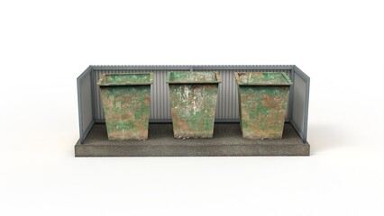 Old industrial building render on a white background. 3D rendering