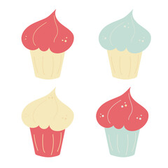 Cupcake set. Dessert vector illustration design