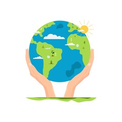 Eco. Save the planet. People live in an ecosystem. Saving eco life. Vector.