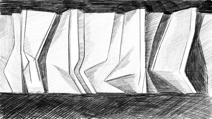 architectural abstract sketch pencil composition. made by hand.