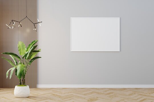 3d render of beautiful interior design, mock with empty frame