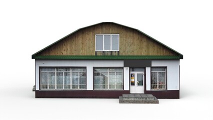 Village shop render on a white background. 3D rendering