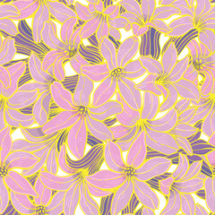 Hyacinth flowers seamless pattern. Textile composition, hand drawn style print. Vector floral illustration.