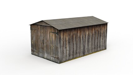 Brick garages render on a white background. 3D rendering