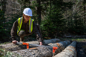 Pretty woman working as a forester.