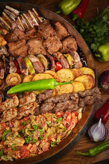 Juicy meat bbq with potatoes