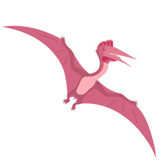 The ancient lizard pterosaur Predatory dinosaur of the Jurassic period. Prehistoric flying pangolin. Big wings. Vector cartoon illustration