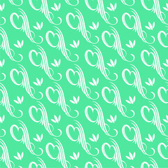 seamless pattern with floral elements aqua blue background