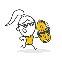 Strichfiguren / Strichmännchen: Bademeisterin, Rettungsschwimmerin, Baywatch. (Nr. 820)
