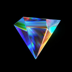 3d rendered abstract glass pyramid with detailed reflection and dispersion.