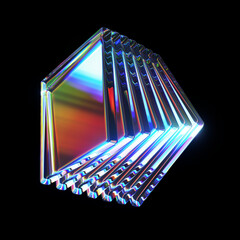 3d rendered abstract glass rectangles with detailed reflection and dispersion.