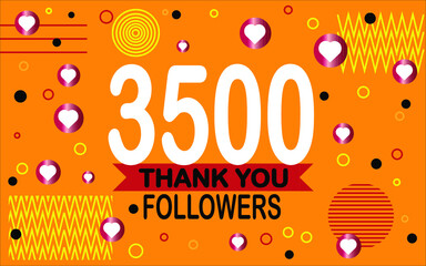 Thank you 3500 followers. Congratulation colorful image for net friends social.