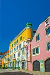 Beautiful old buildings in Mauthausen, a small market town in the Austrian state of Upper Austria.