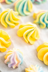 Unicorn meringue cookies
