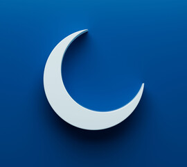 3D crescent isolated moon on  blue background for Muslim community festival © Wahaj Ali Khan/Wirestock Creators