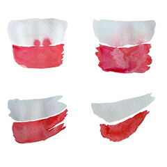 Polish flag.  Polish flag. Watercolor illustration of the Polish flag. The official colors of Poland. Polish background. Polish flag. Symbol, icon.