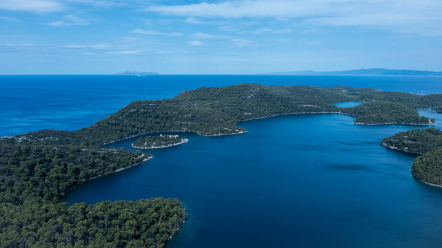 Aerial view of Mljet national park, Island Mljet, Croatia.