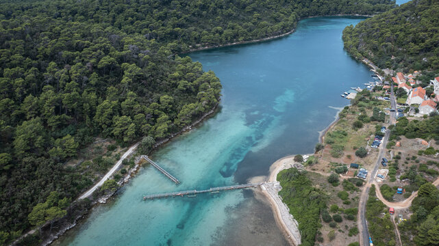 Aerial view of Mljet national park, Island Mljet, Croatia.