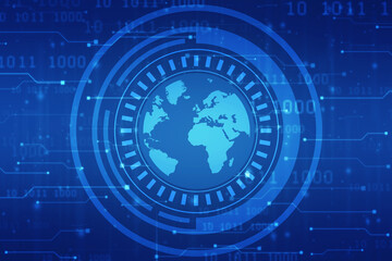 Binary Code Background, Digital Abstract technology background, flowing number one and zero text in binary code format in technology background. Internet Big data Concept