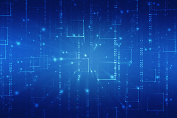 Binary Code Background, Digital Abstract technology background, flowing number one and zero text in binary code format in technology background. Internet Big data Concept