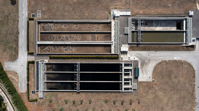 Aerial View of Waste Water Treatment Plant in Zadar, Croatia.