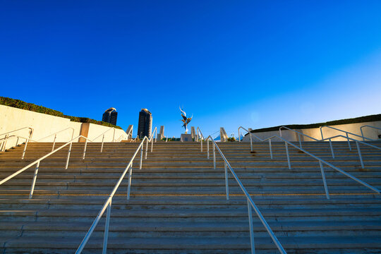 Low angle shot of some strais under the clear skies during the day