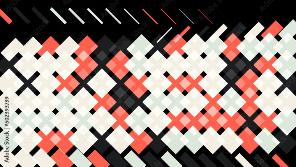 Poster abstract animation of multicolored geometric patterns appearing and disappearing one by one on the b