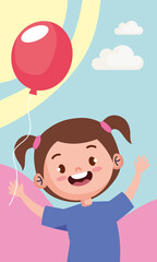 little girl playing with balloon helium