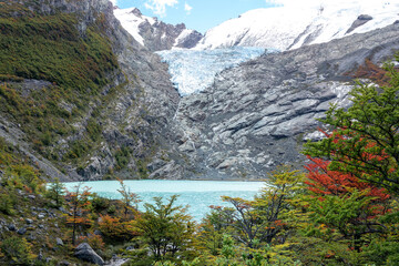 View of the Huemul Glacier, near the Desert Lake in El Chalten, Patagonia, Argentina