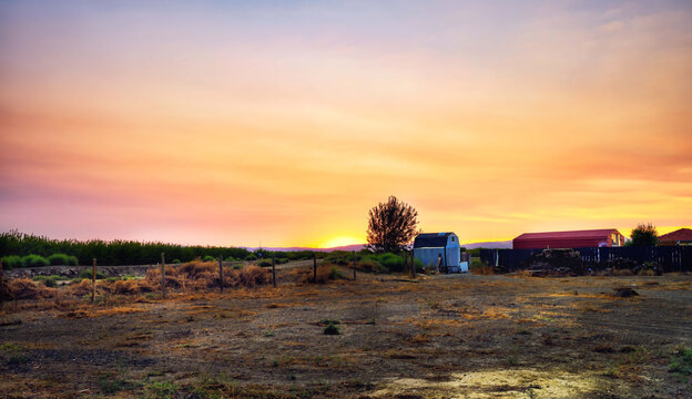 Beautiful sunset view in Tracy, California