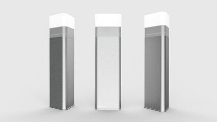 Triangle Metal of three tin boxes for Pencils, tea or candies, dry products,  on white background