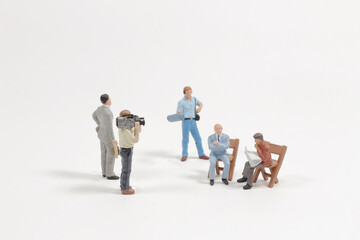 a mini figure of film shooting production crew team