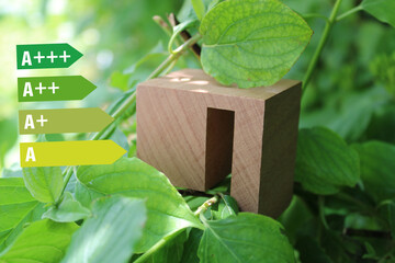Maison écologique, basse consommation, concept maison bois dans la nature.