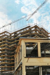 Fototapeta premium huge scaffolding at building and restoration site